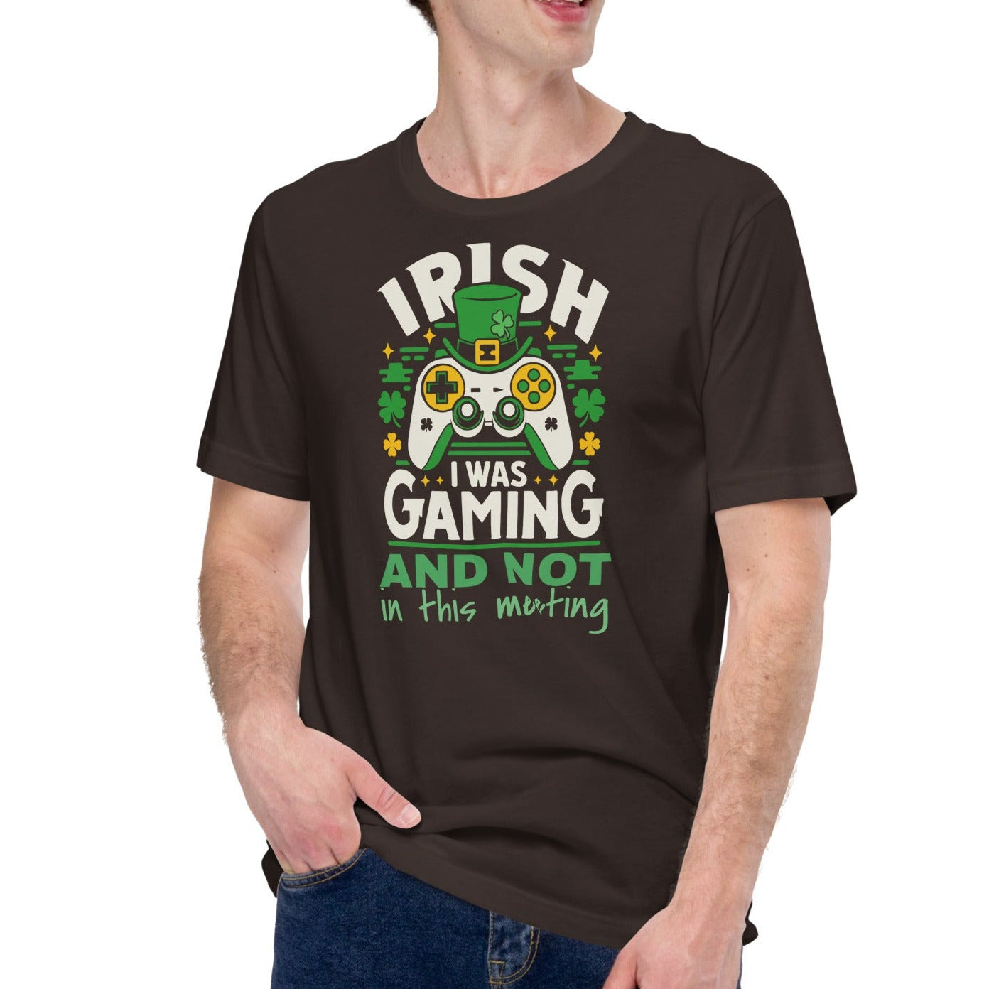 Irish I Was Gaming And Not In This Meeting | Everyday Essential Unisex Soft Jersey Tee – Lightweight Comfort