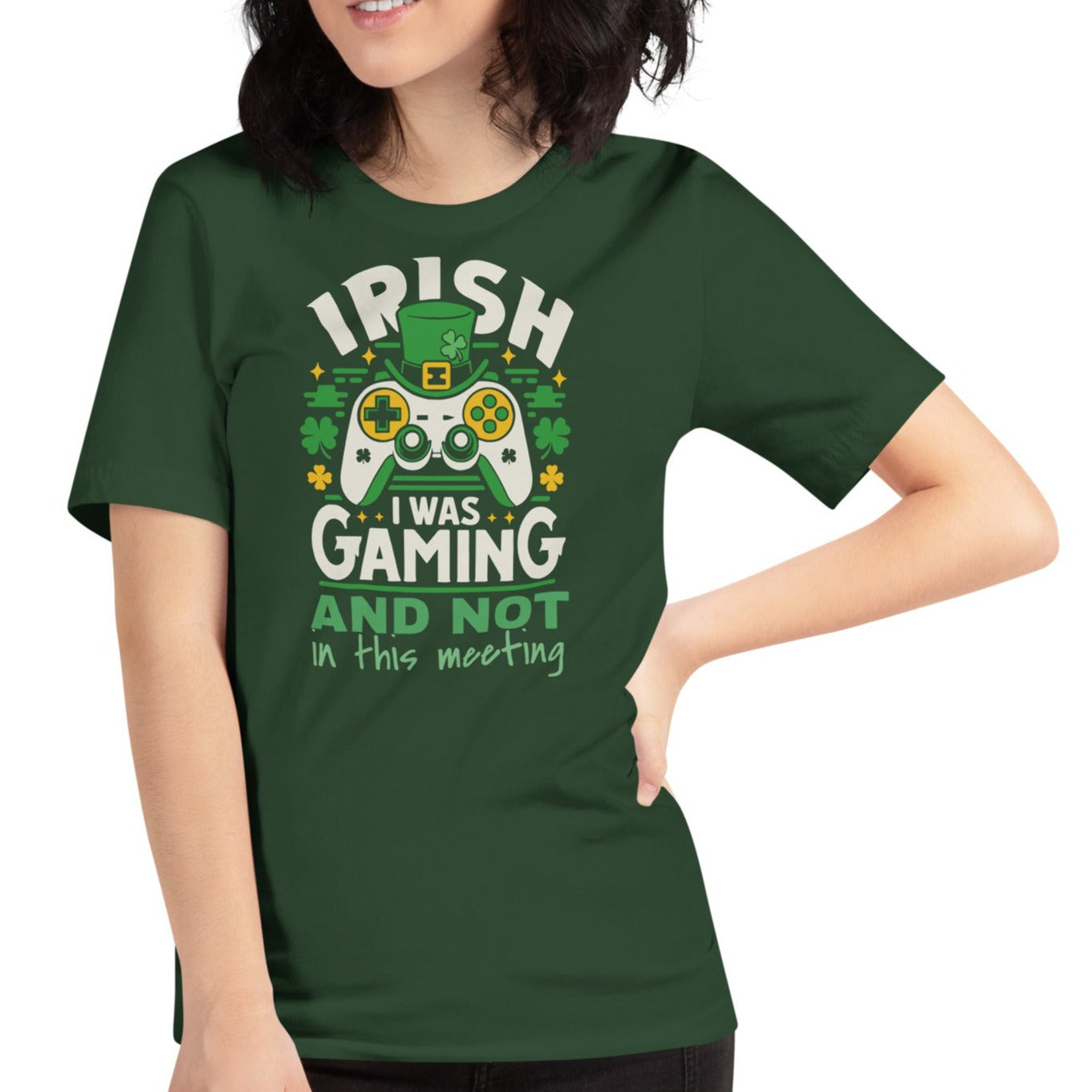 Irish I Was Gaming And Not In This Meeting | Everyday Essential Unisex Soft Jersey Tee – Lightweight Comfort
