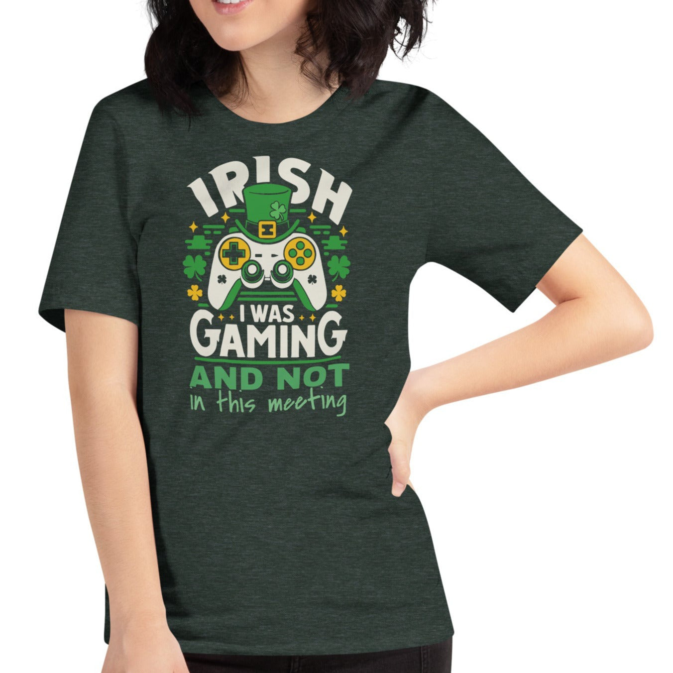 Irish I Was Gaming And Not In This Meeting | Everyday Essential Unisex Soft Jersey Tee – Lightweight Comfort