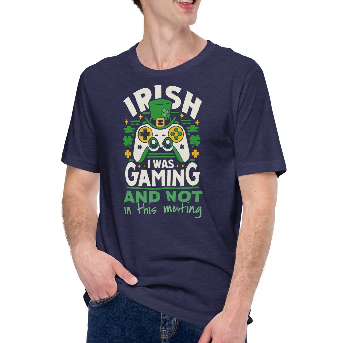 Irish I Was Gaming And Not In This Meeting | Everyday Essential Unisex Soft Jersey Tee – Lightweight Comfort