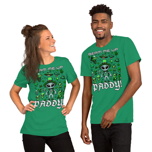Beam Me Up Paddy! Fun St. Patrick's Day Unisex Sci-Fi Alien T-shirt