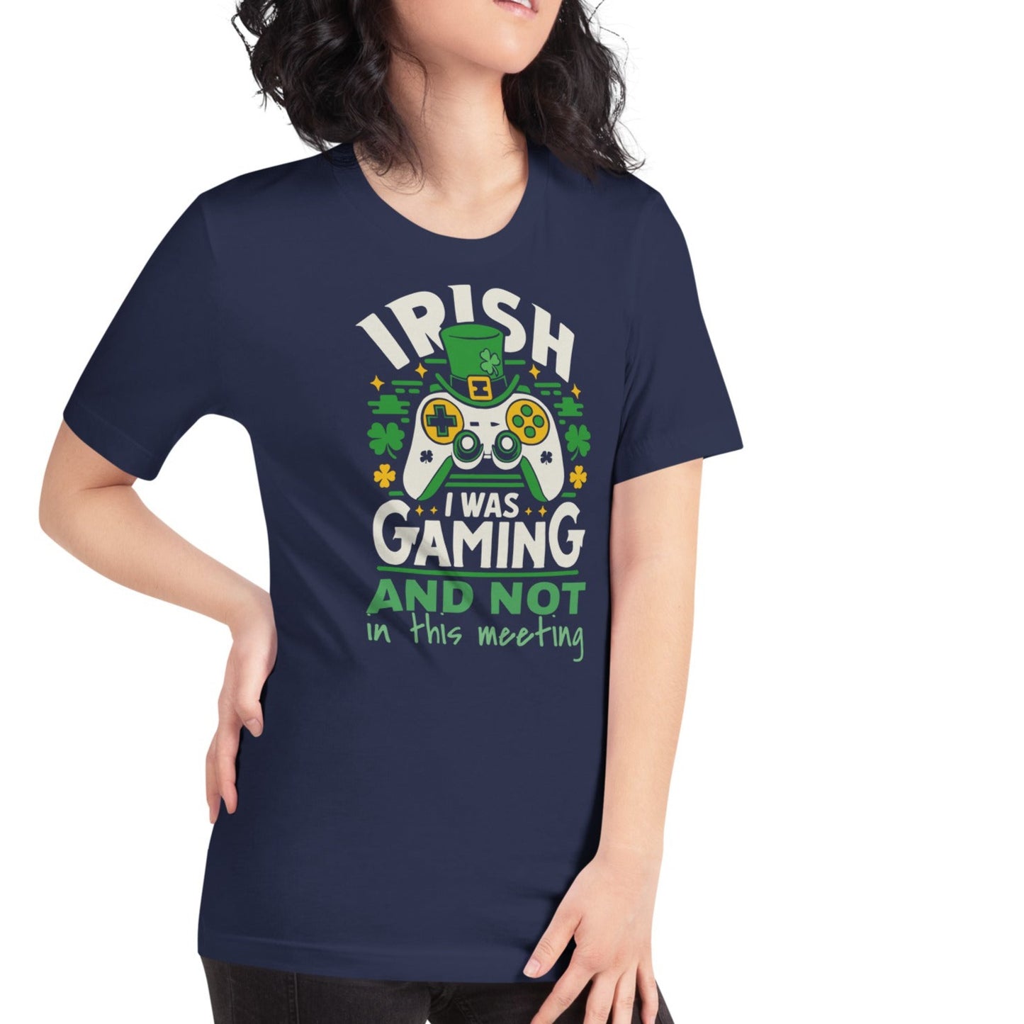 Irish I Was Gaming And Not In This Meeting | Everyday Essential Unisex Soft Jersey Tee – Lightweight Comfort