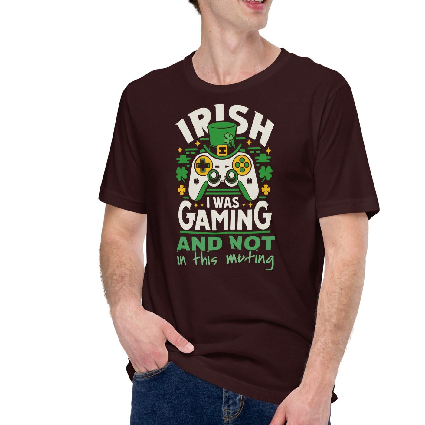 Irish I Was Gaming And Not In This Meeting | Everyday Essential Unisex Soft Jersey Tee – Lightweight Comfort