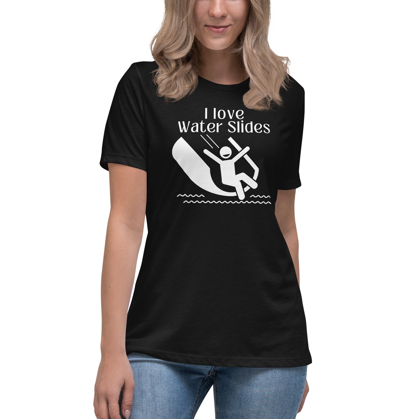 I Love Water Slides - Women's Relaxed T-Shirt - White Print