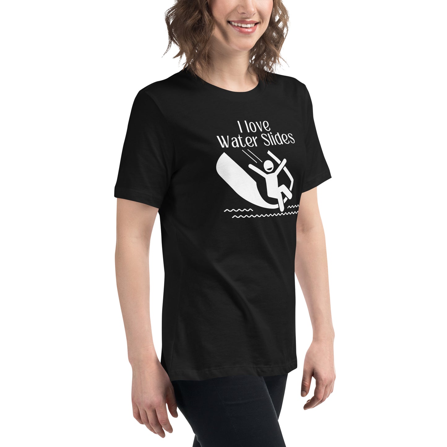 I Love Water Slides - Women's Relaxed T-Shirt - White Print