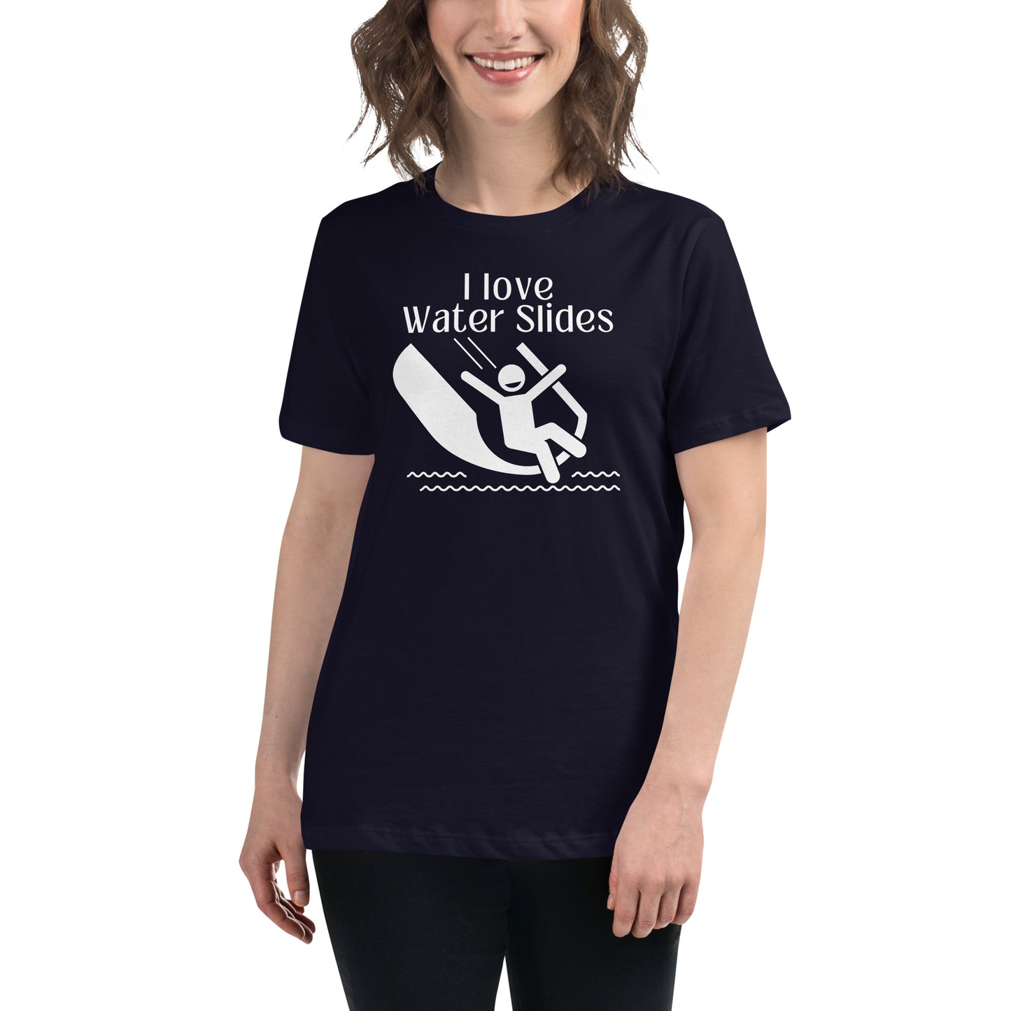 I Love Water Slides - Women's Relaxed T-Shirt - White Print