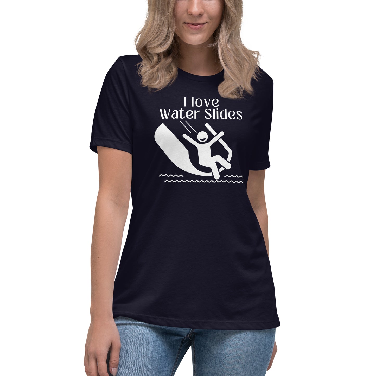 I Love Water Slides - Women's Relaxed T-Shirt - White Print