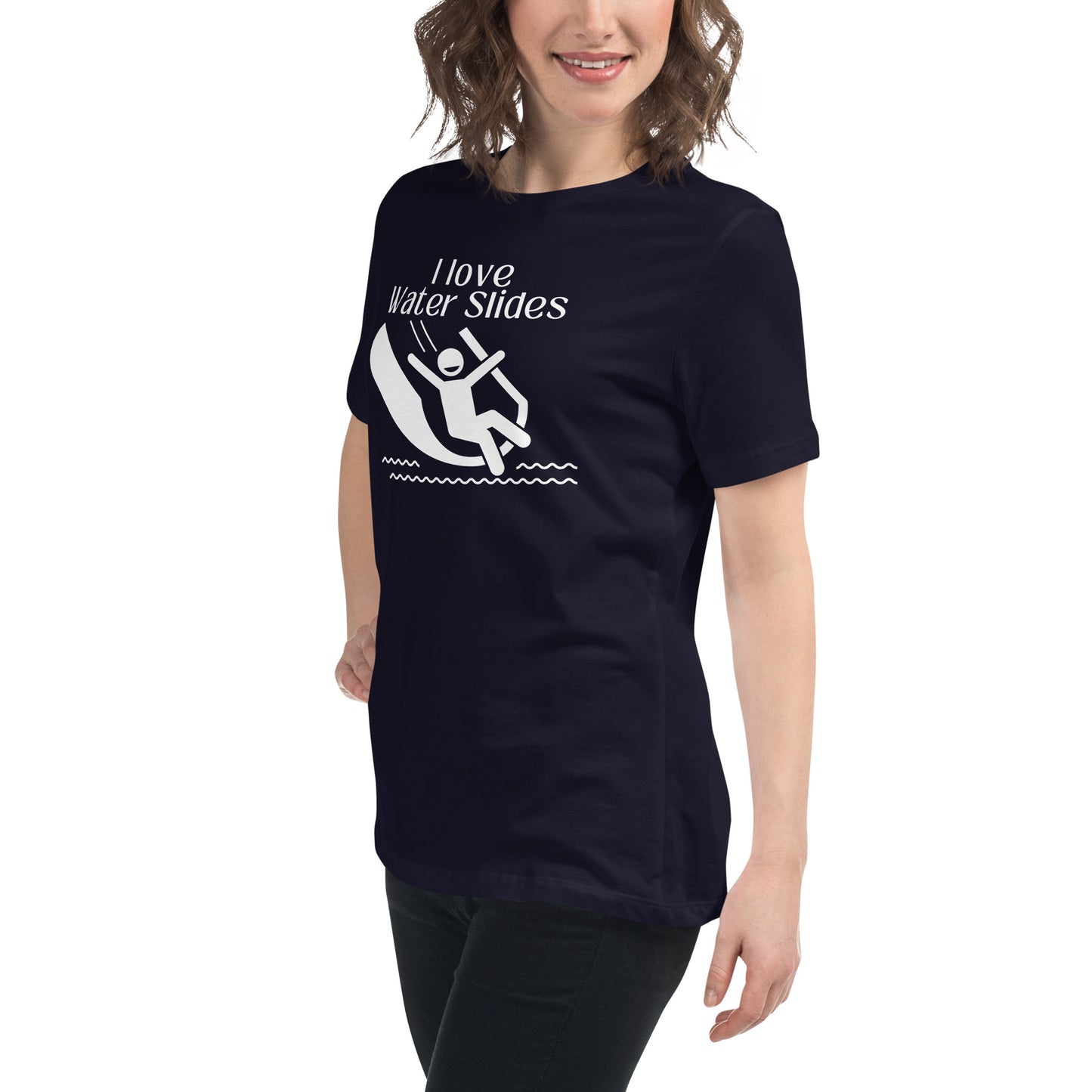 I Love Water Slides - Women's Relaxed T-Shirt - White Print
