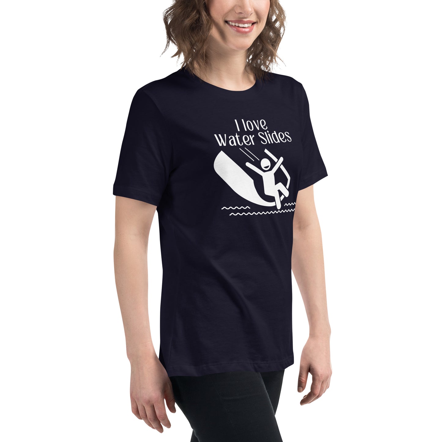 I Love Water Slides - Women's Relaxed T-Shirt - White Print