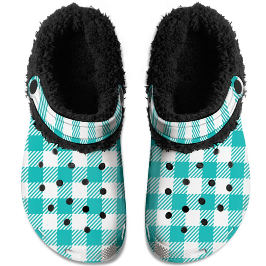 Buffalo Plaid Clog Slippers - Lined Slip-On Clog Slippers