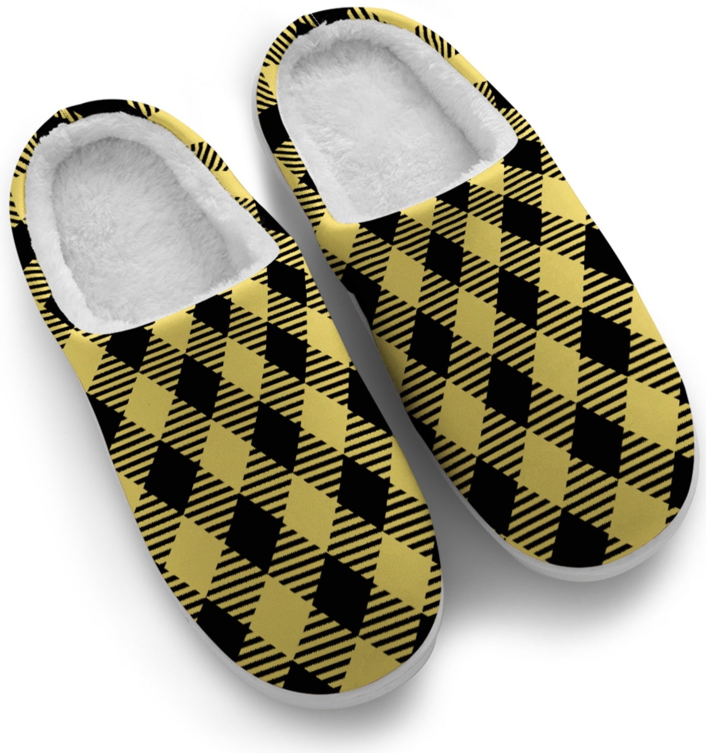 Yellow Buffalo Plaid Plush Flannelette Slippers