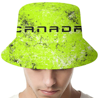 Neon Green - Canada Maple Leaf Grunge Fisherman's Hat