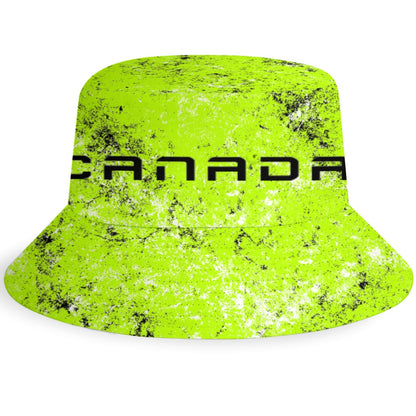 Neon Green - Canada Maple Leaf Grunge Fisherman's Hat