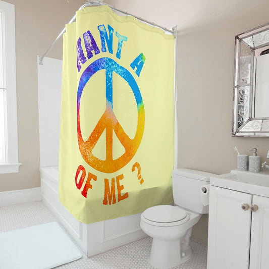 Want A Of Me? Peace & Love Bathroom Shower Curtain