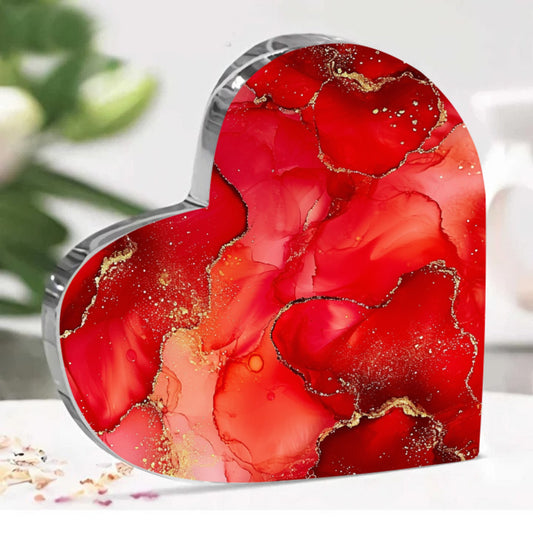 Glitter Red Alcohol Ink Acrylic Heart