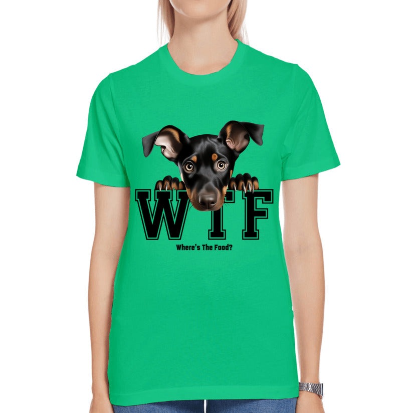 Doberman Pinscher WTF Where's The Food - Premium Jersey T-shirt