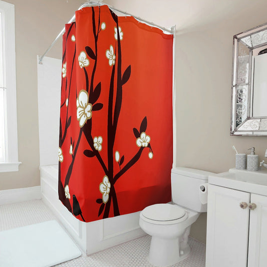 China Shower Curtain Plum Blossom Bathroom Shower Curtain