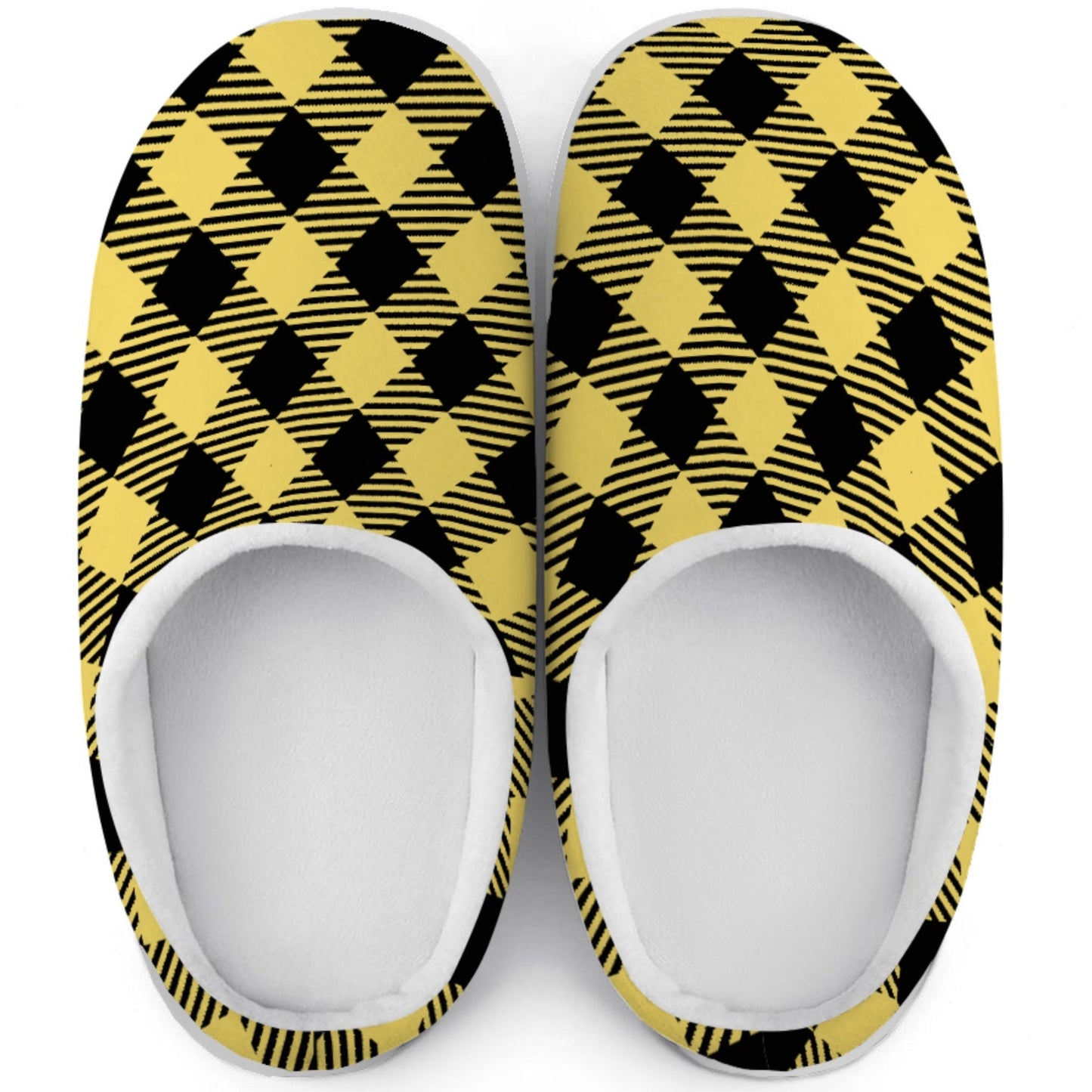 Yellow Buffalo Plaid Plush Flannelette Slippers